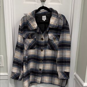 Kensie Blue and Cream Plaid Jacket